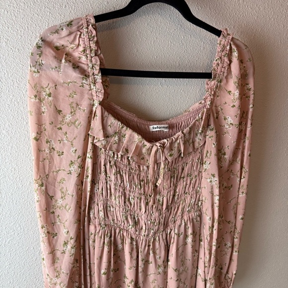 Reformation Morris Mini Dress Melody Blush Pink Long Sleeve Smock Floral Women 2 - Picture 5 of 16